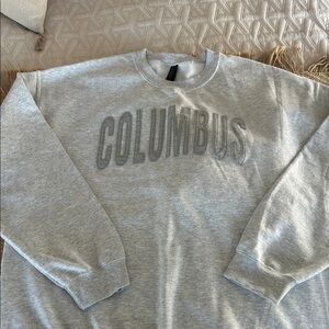 Gildan Gray Heavy Blend Sweatshirt with embroidered COLUMBUS in felt Xl